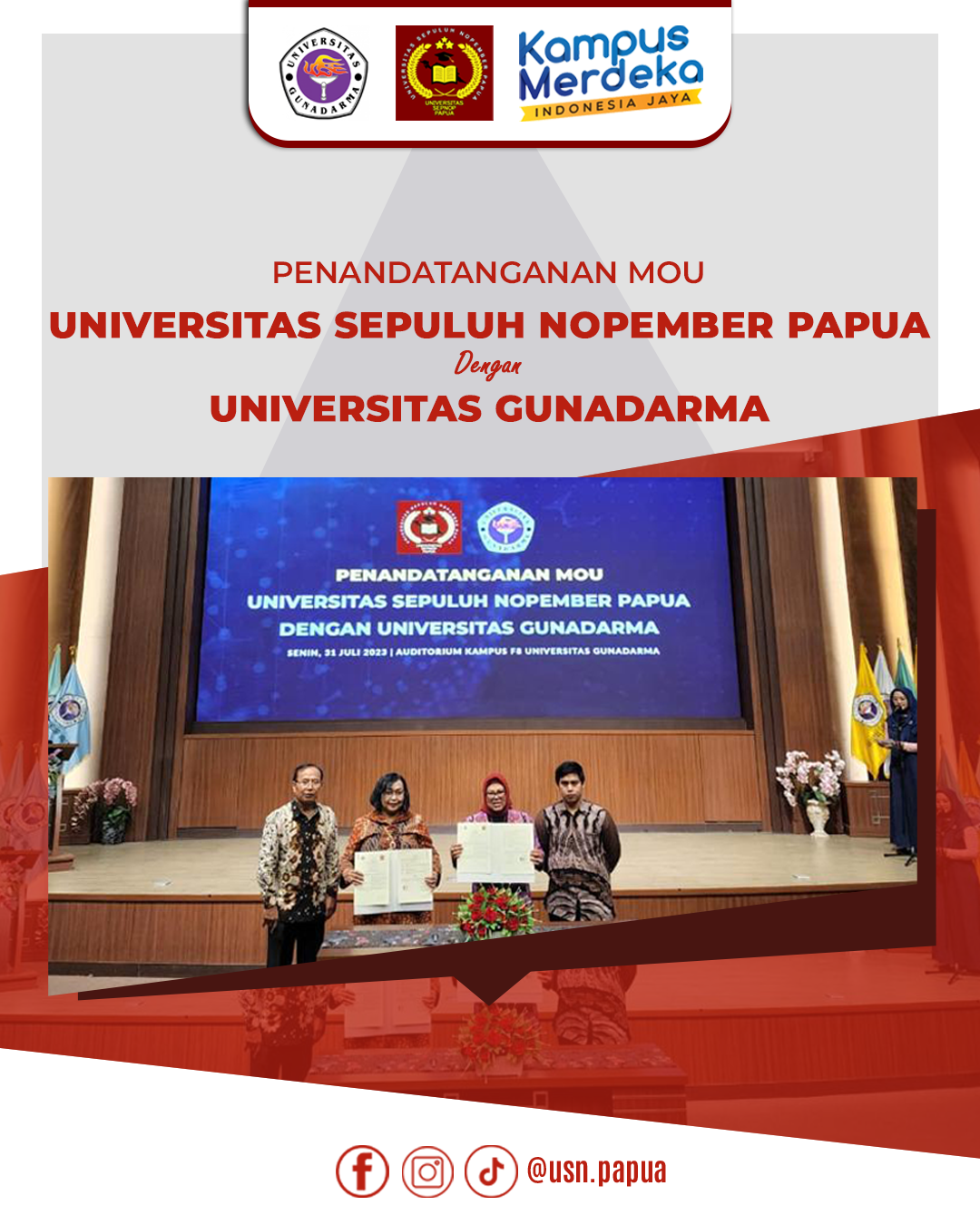 MoU Universitas Gunadarma Dan USN-Papua